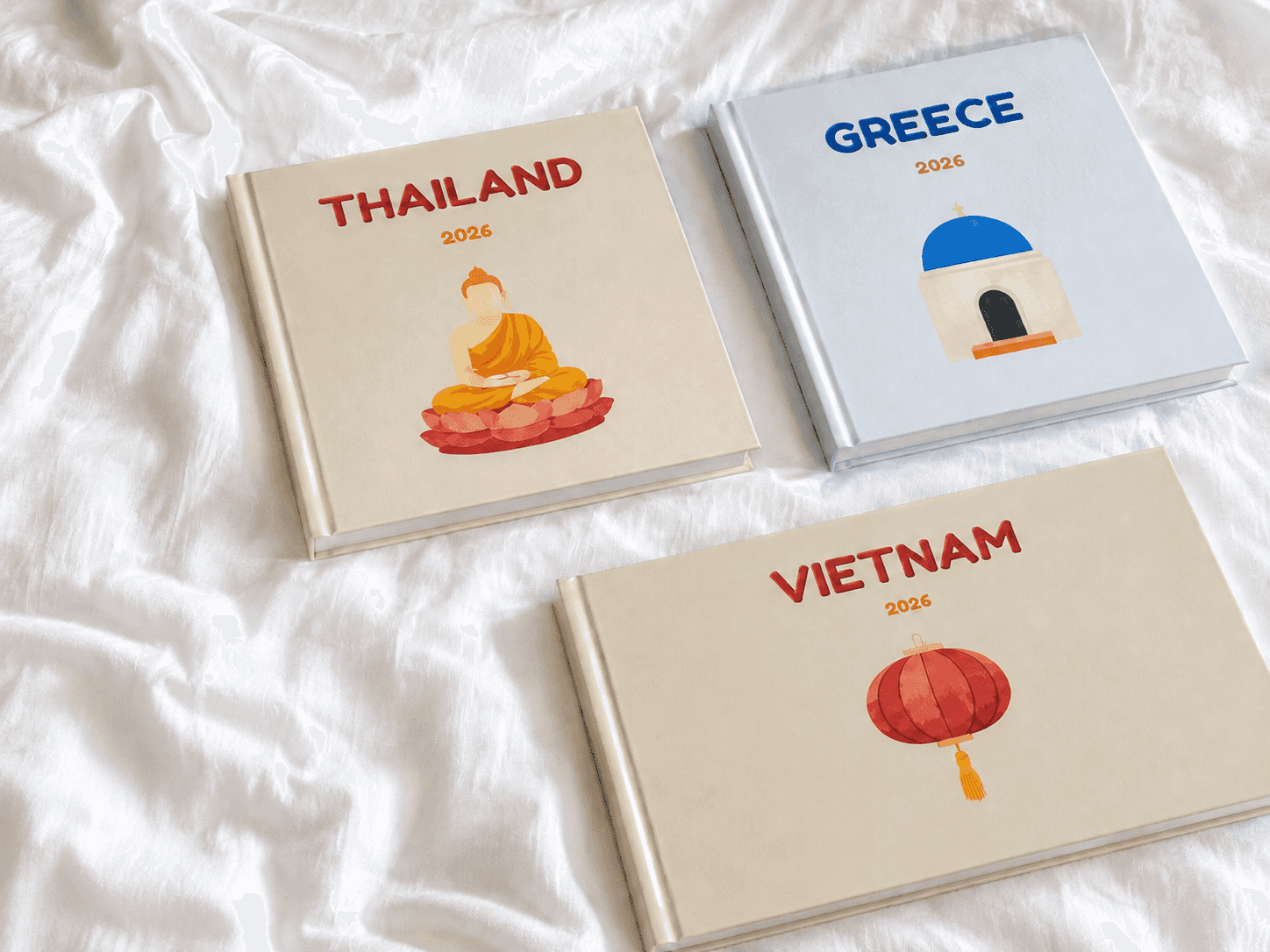 El álbum de fotos impreso en tapa dura de un cliente, de Thailand · Greece · Vietnam.