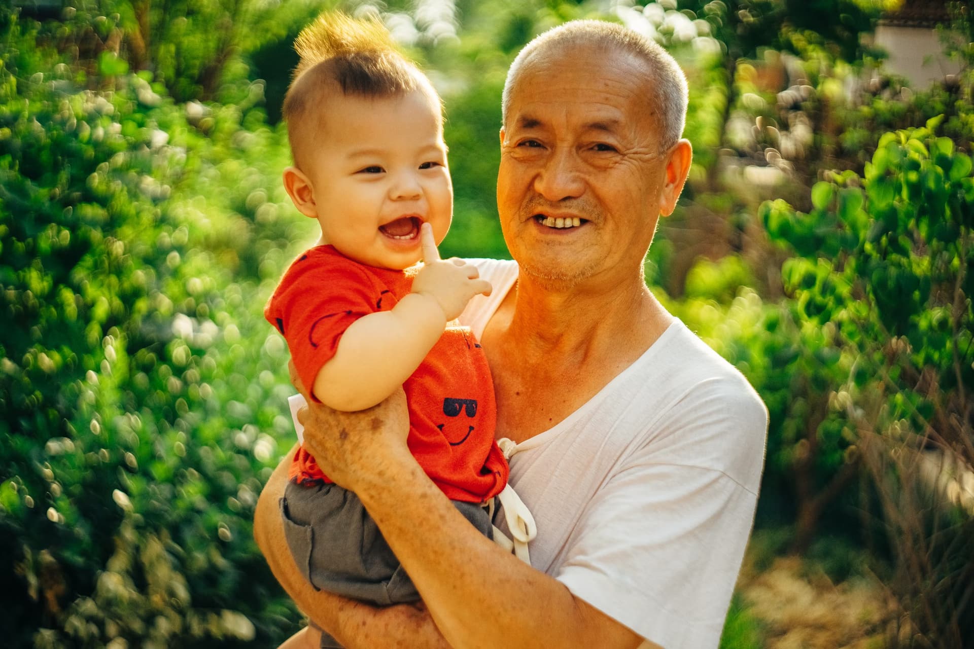 A baby with his grandad