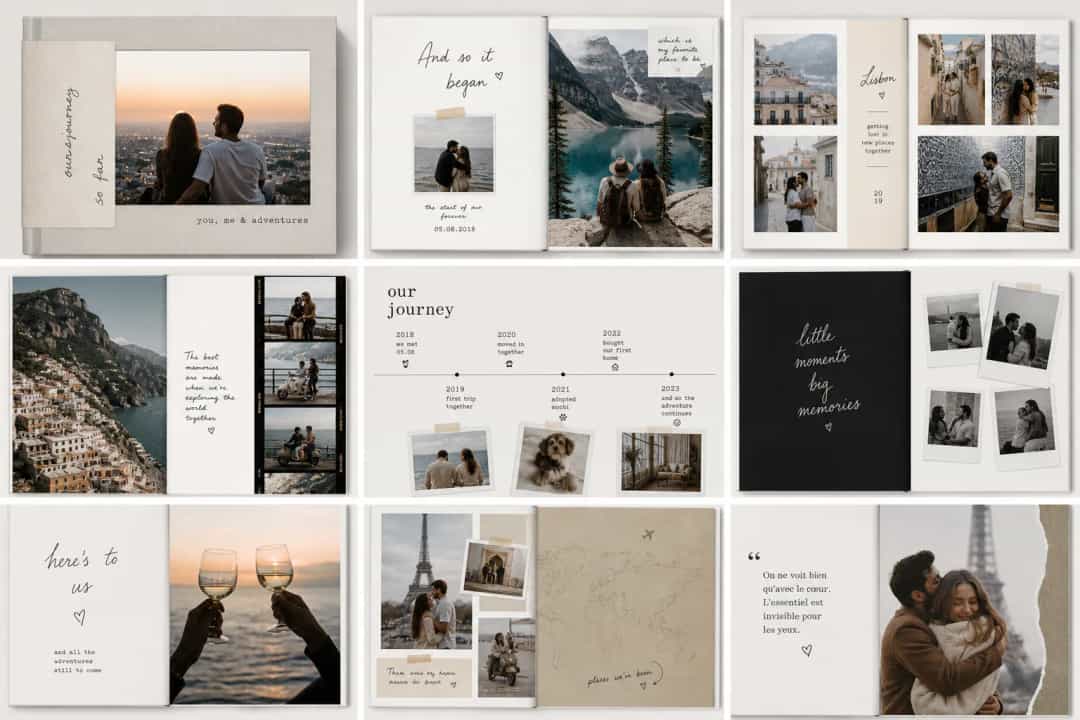 Creative layout ideas for a couples photo album