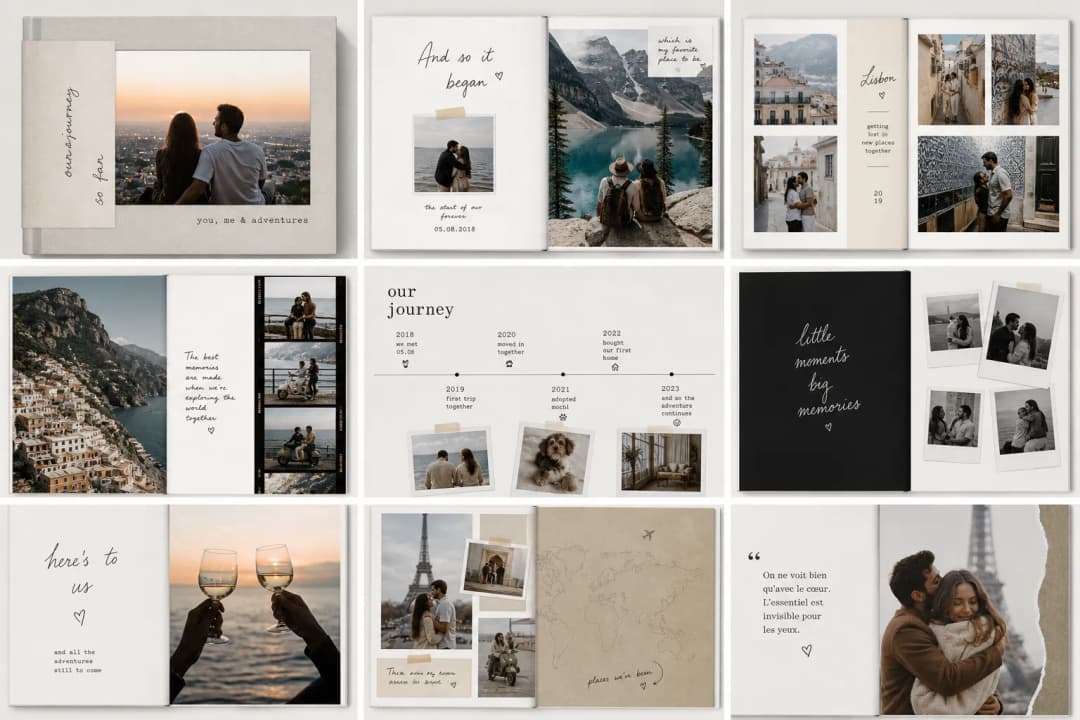 Creative layout ideas for a couples photo album