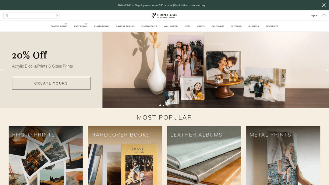 Screenshot of Printique website