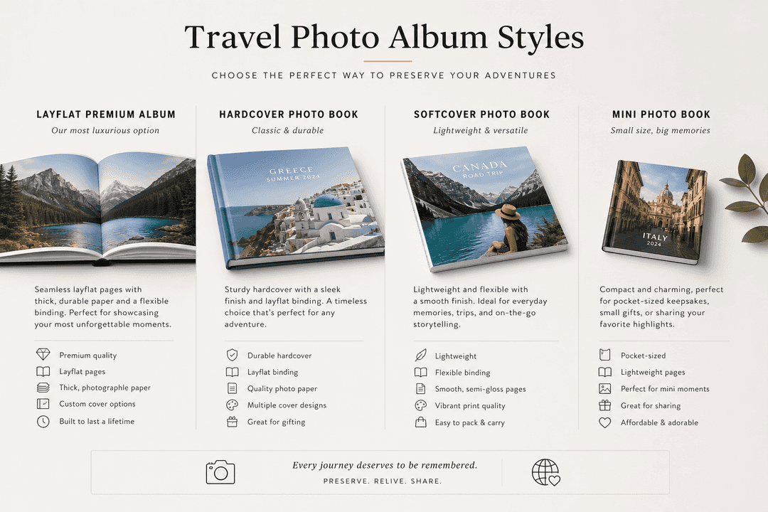 Comparison of travel photo album styles