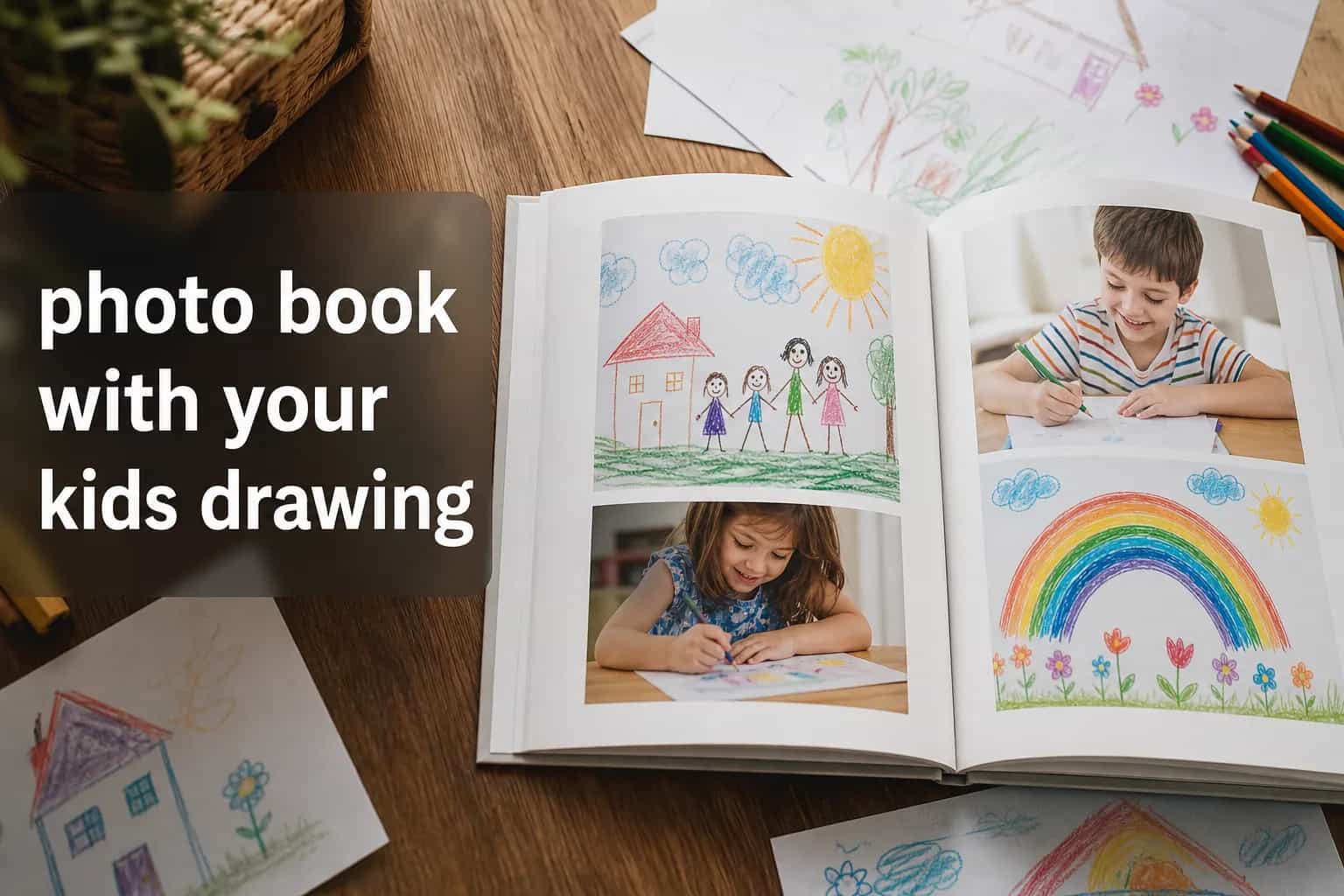 photo book with your kids drawing