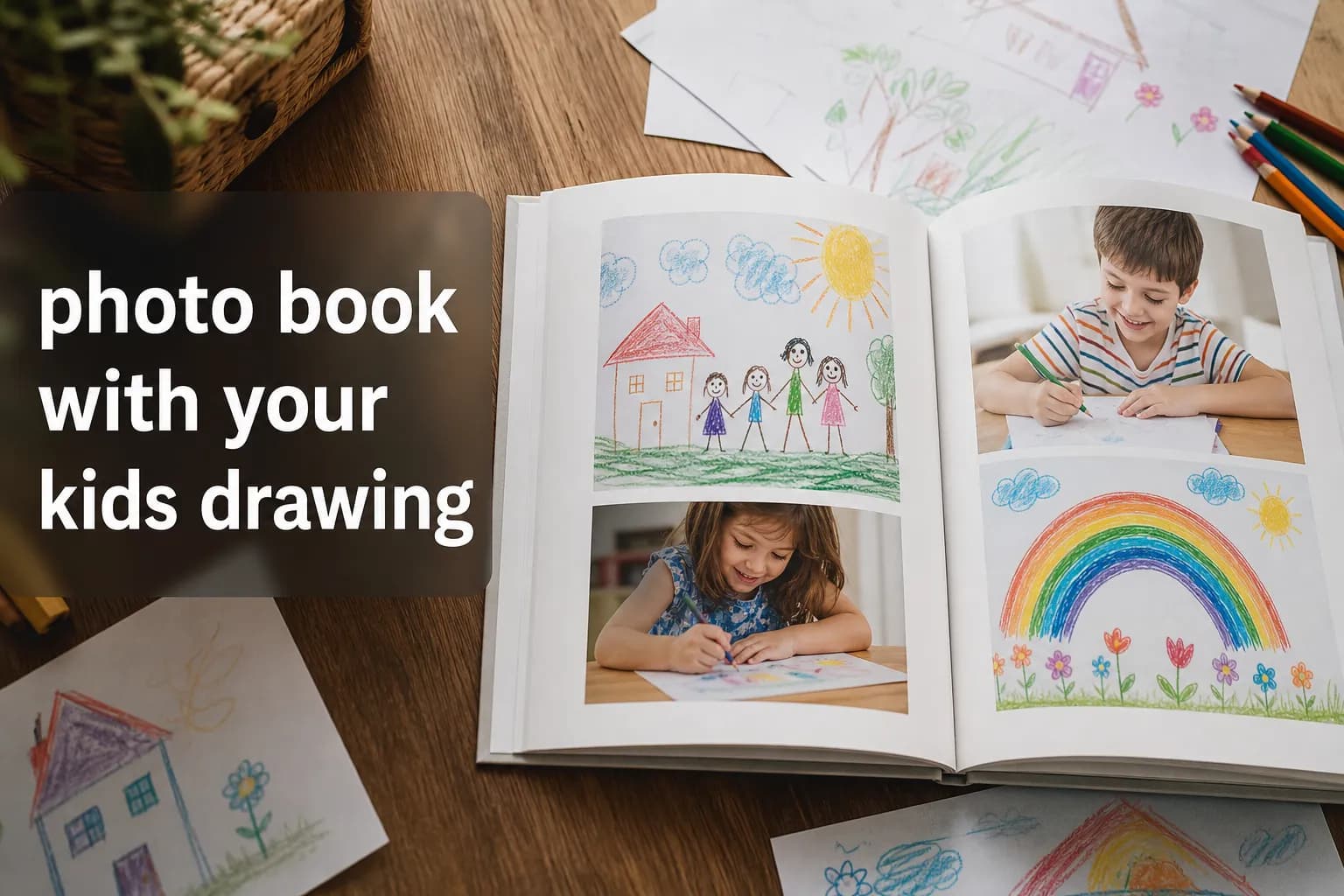 photo book with your kids drawing